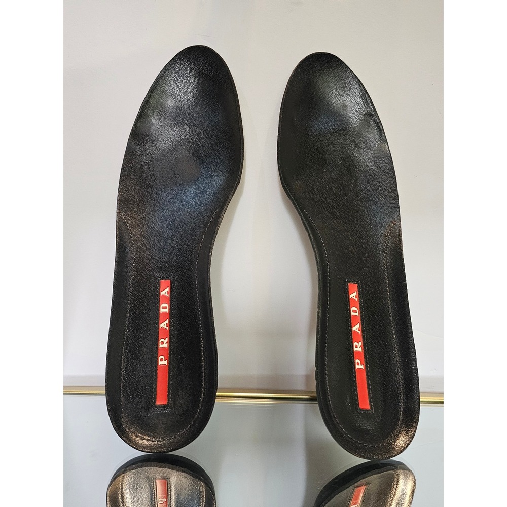Prada 3S6018 Crystal Embellished Black Leather Slip-On Sneakers EU 40 unisex - Picture 6 of 12